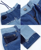 ◆クレイジーパターン デニム ワイドパンツ◆wi-007078