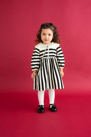 【23AW】ゾジオ(ZOZIO)Stripe OP set  black×ivory［XS・S］ワンピース