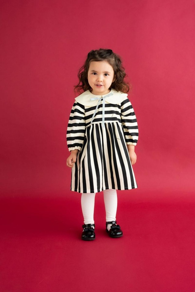 【23AW】ゾジオ(ZOZIO)Stripe OP set  black×ivory［XS・S］ワンピース