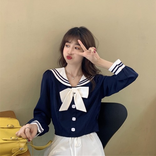 ✞ シャツブラウスネイビーショート長袖スリーブ白トップス ロング ホワイト ✞ゴスロリ SM ミリ 甘ロリ クラロリ 和ロリ エレガント 黒ロリ 姫ロリ 華ロリ BB-BB38248929378