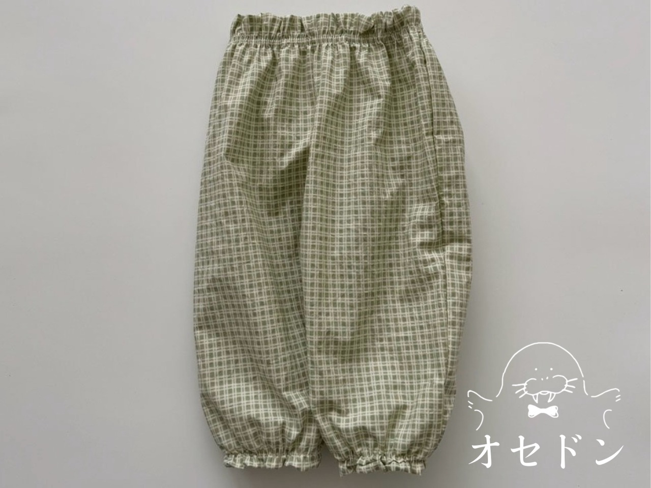 【Aosta】サマージョガーパンツ 70~115cm グリーンチェック 240511 - 1
