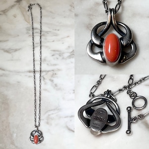 2006's GEORG JENSEN silver year pendant necklace set with coral