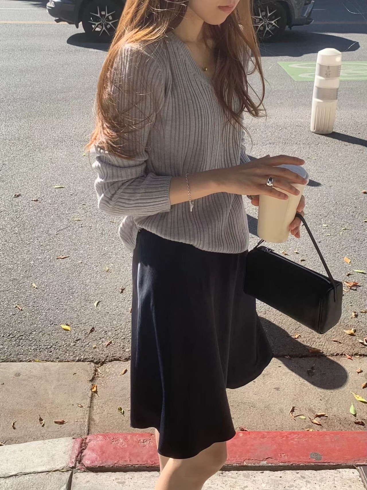 (OUNCE) v  neck rib  knit / 3color