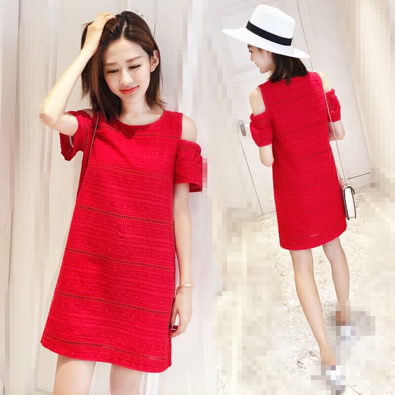 【新作】【送料無料】 ママパーティー赤いマタニティ服マタニティドレス妊娠服妊婦看護服母乳育児服 レッド AL expec393169616840