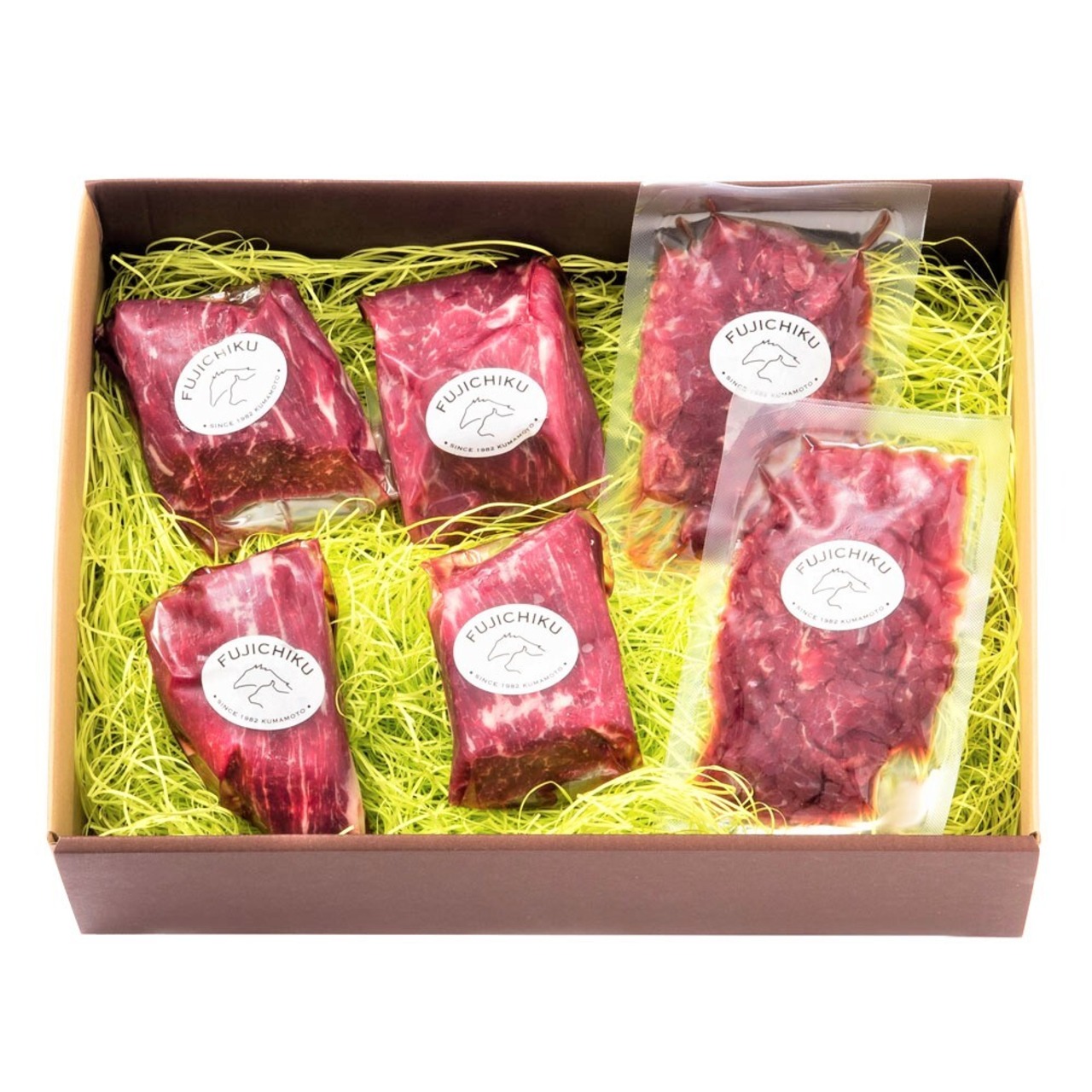 ふじ馬刺し 赤身堪能セット（上赤身80g x 4、ユッケ 50g x 2）　熊本産 馬刺し　フジチク