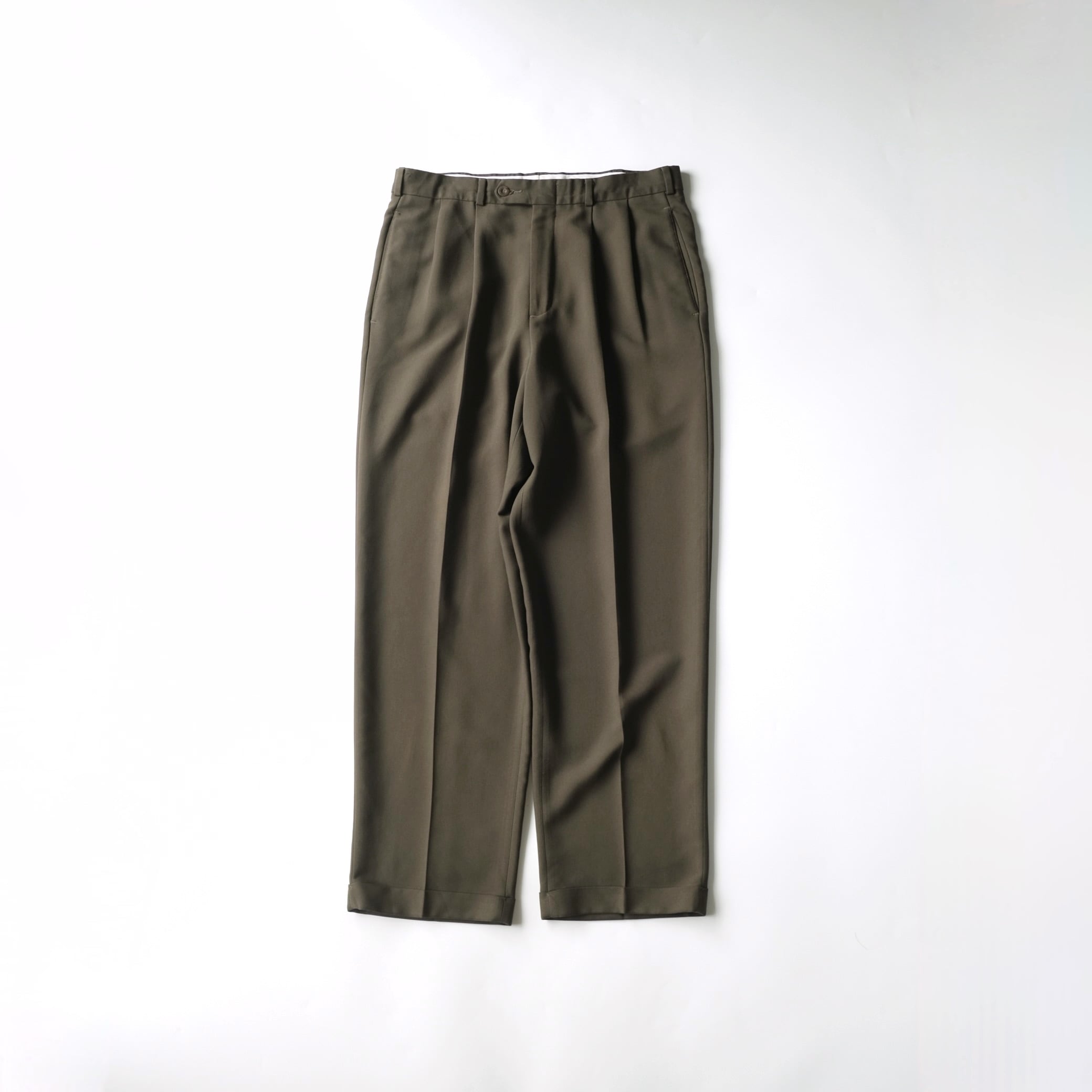 slates スレイツ 00s ツータックスラックス オリーブ 32×30. slates】00's Two tuck Slacks Olive 32×30 | RE:FOUND