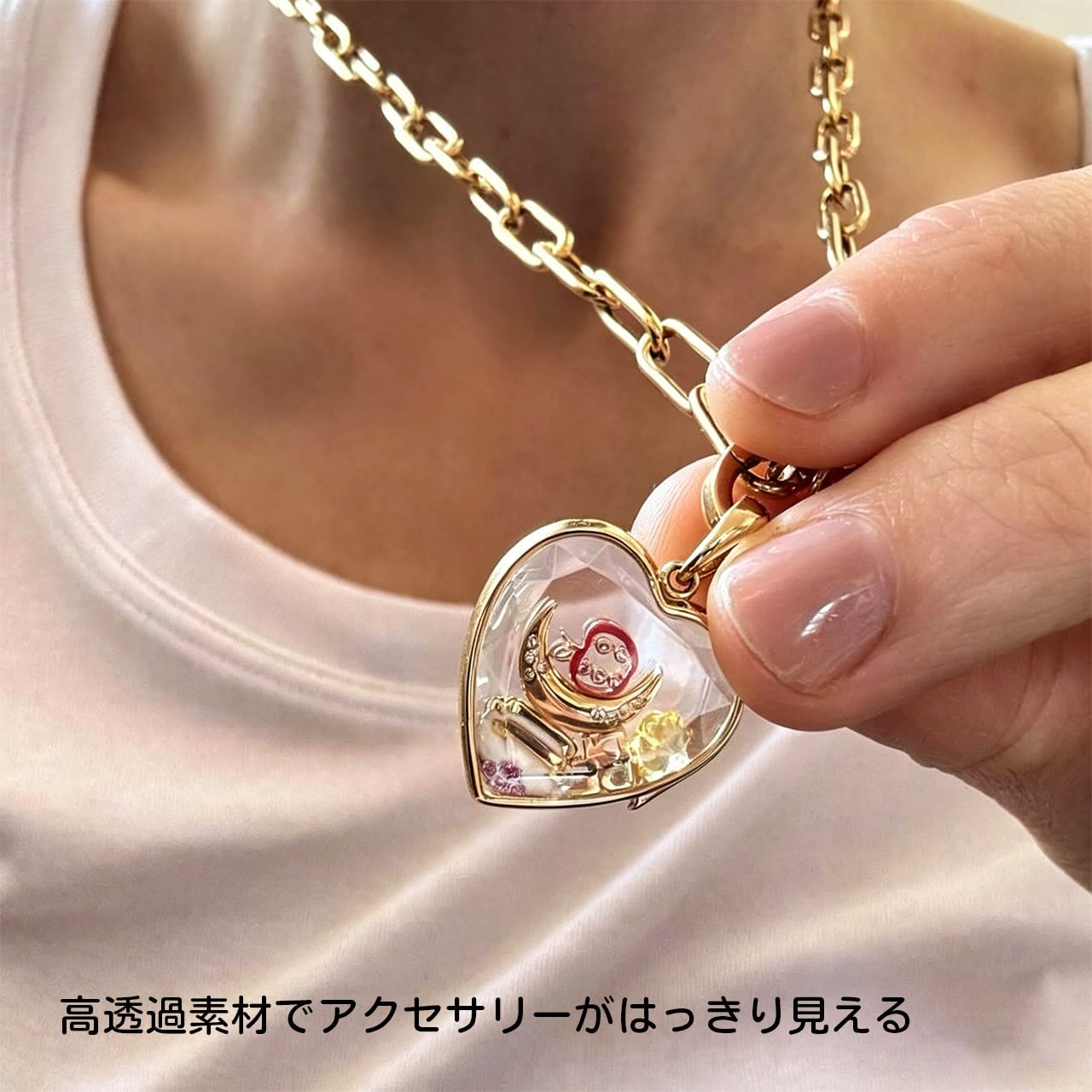 小物　アクセサリー　ペンダント　ネックレス　まとめ売り P24 . 「透明ペンダントボックス」カスタマイズアクセサリー ハート