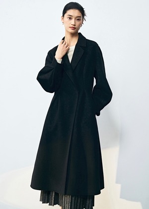 ウールパフスリーブドレスロングコート