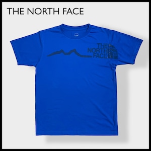 【THE NORTH FACE】ロゴ プリント Tシャツ ブルー バックロゴ 静電気防止機能 ノースフェイス L 半袖 アウトドア us古着