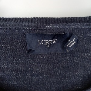 J CREW　クルーネック　コットンニット　セーター　薄手　無地　ネイビー　L