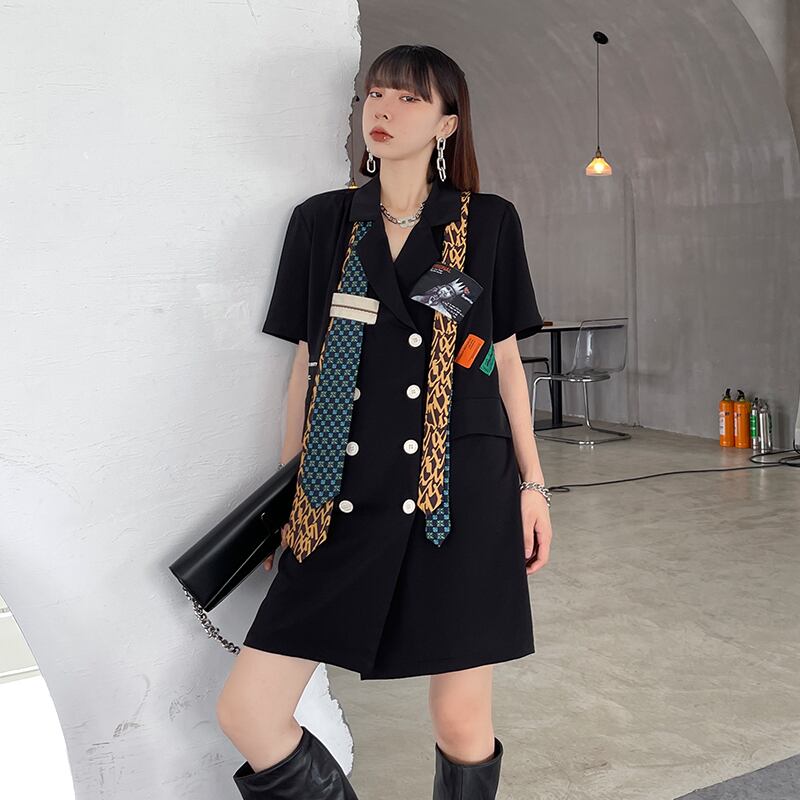 ブラックスカート ドレス サマー薄手ルーズショート 夏物 ラブタオタオダレンハウス93840256724