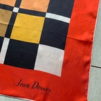 スカーフ　オレンジフレーム　幾何学模様　レトロ四角モチーフ　 12accs19