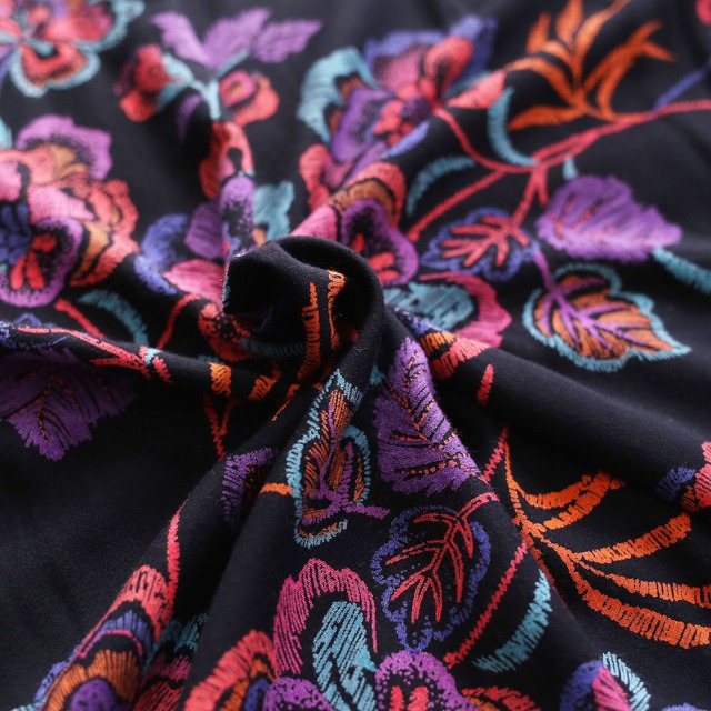 poison color  flower pattern l/s rayon shirt