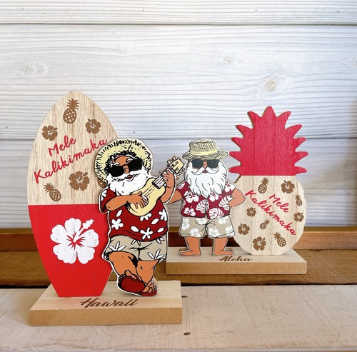 ハワイアンサンタクロース ウッドスタンド / クリスマスディスプレイ クリスマスインテリア