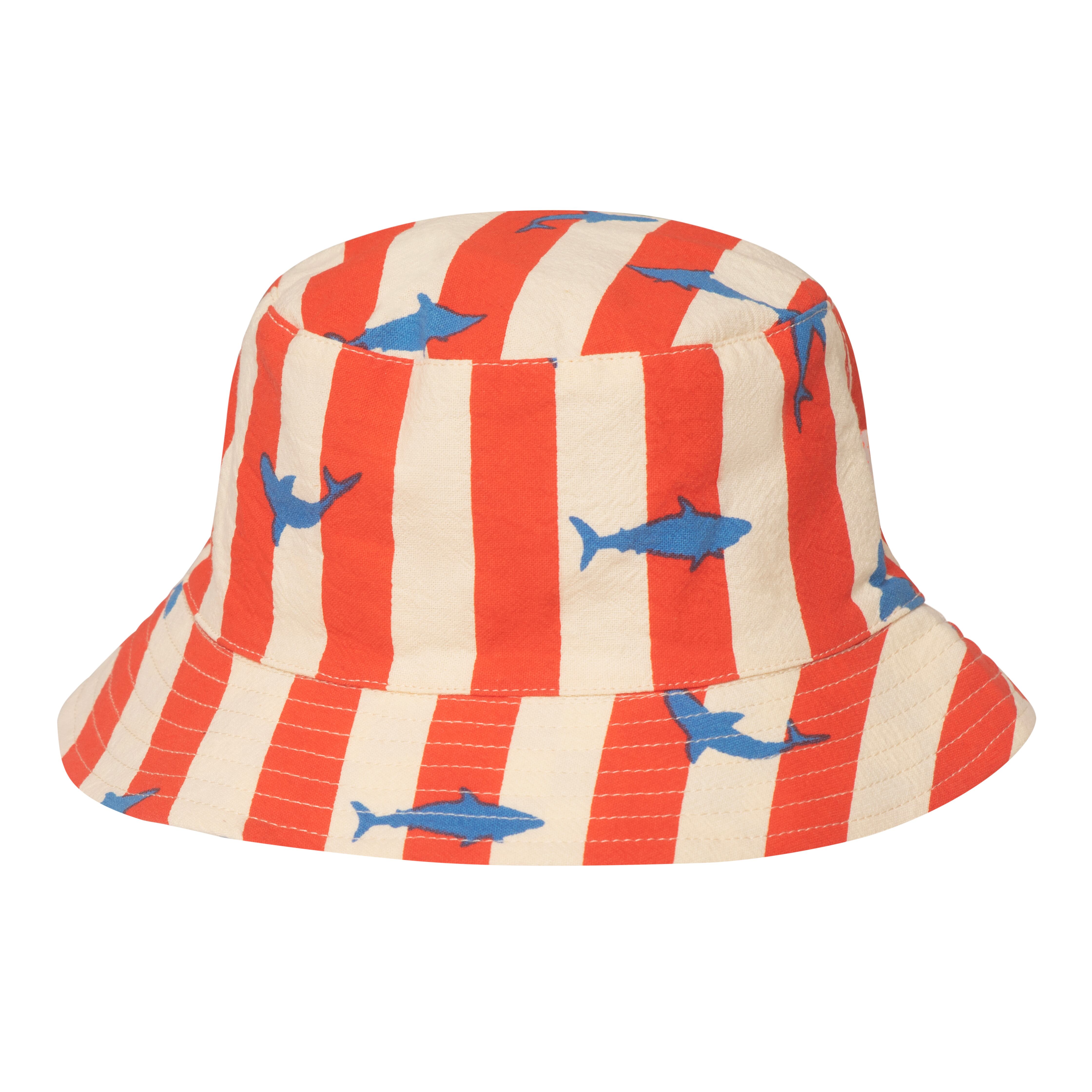 T2308R-2-Shark Reversible Bucket Hat 7-10 Years-RED