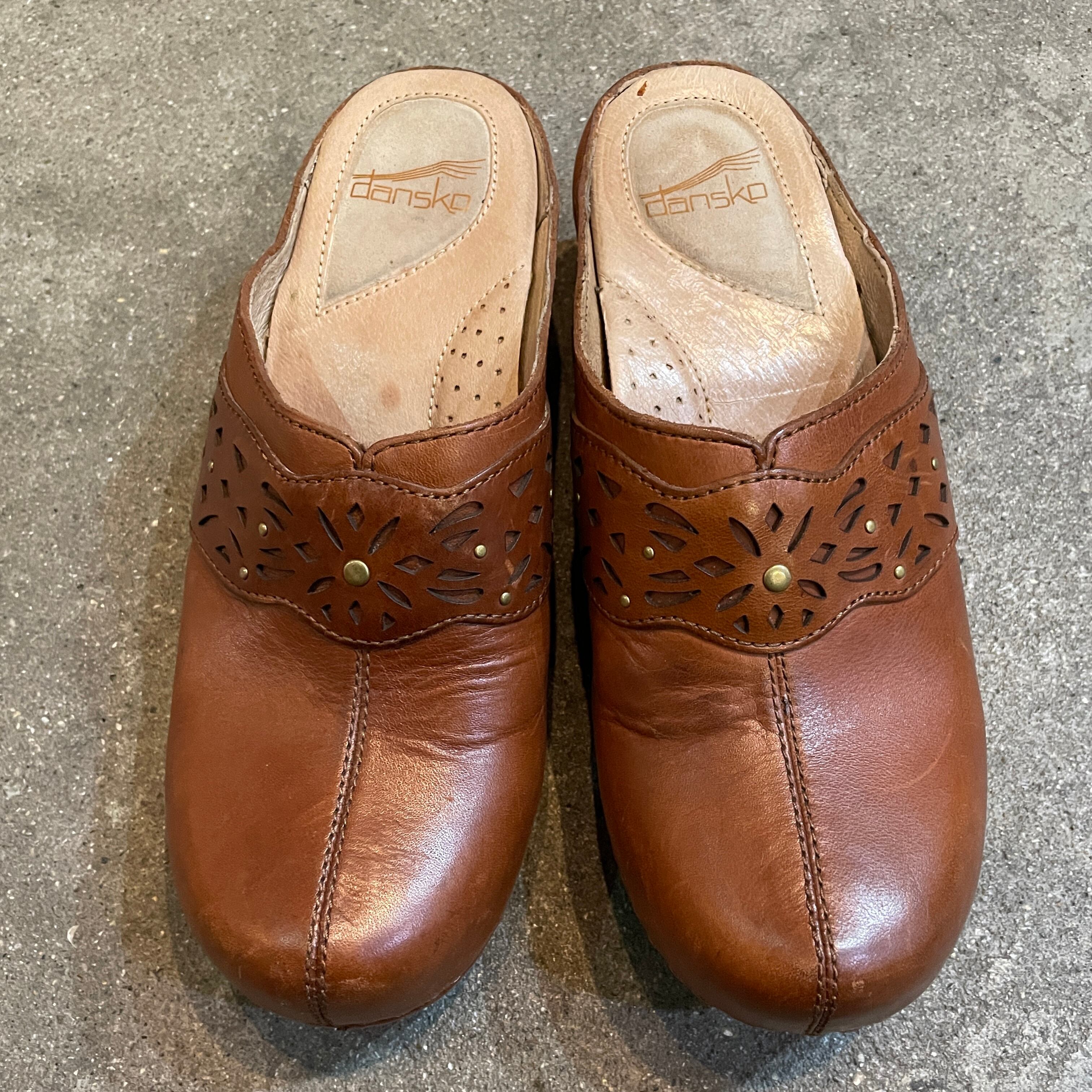 Dansko ダンスコ レザーサンダル 型抜きデザイン 38 ブラウン | 古着屋 Uan