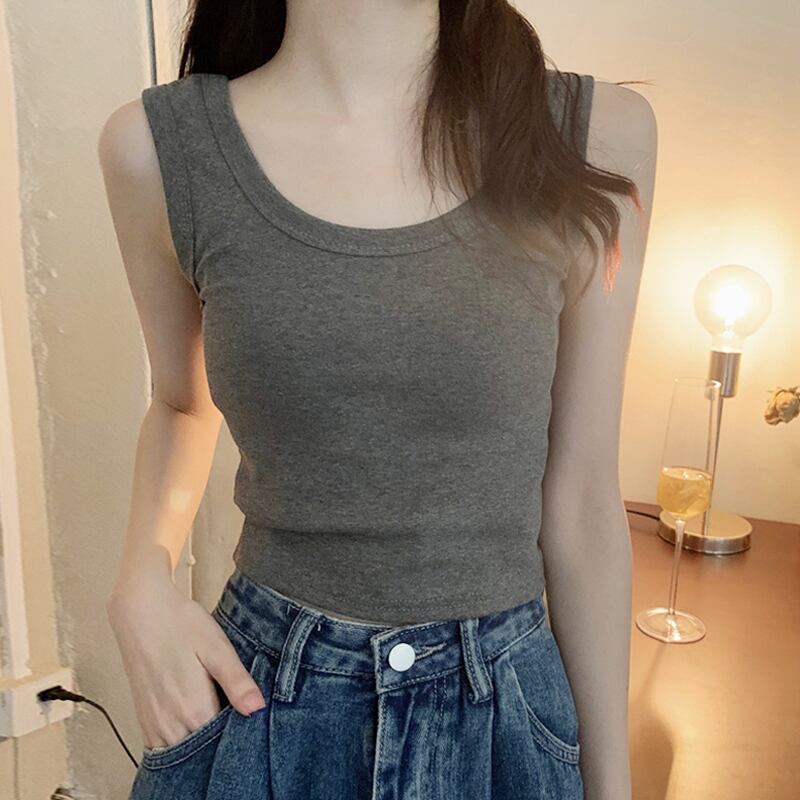 グレーサマーノースリーブショート 大人ガーリー スウィート キュート カジュアル 夏物 試着室37026339522