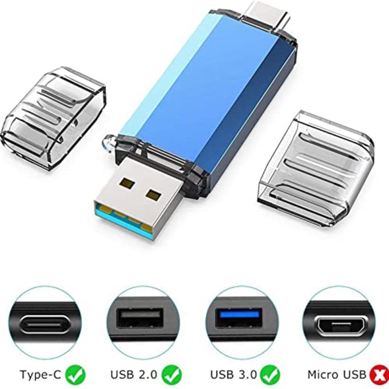 KOOTION 32GB USBメモリー タイプC USBフラッシュドライブ 2in1 Type-C + USB A(USB3.1 gen1) サムドライブ 高速デュアル 最大90 MB/s OTG サムドライブ スマホメモり タイプC