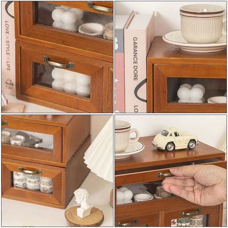 ミニチェスト 卓上 収納ボックス 引き出し 収納 ミニ 食器棚 扉付き