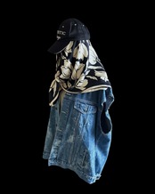 achromatic floral silk scarf-5247-5