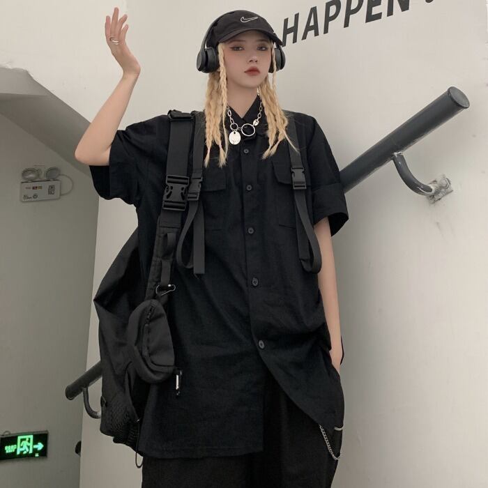 スタイルサマールーズシャツ スタンダードレディースダークトップス レトロ 夏物 ケッペル66066807688