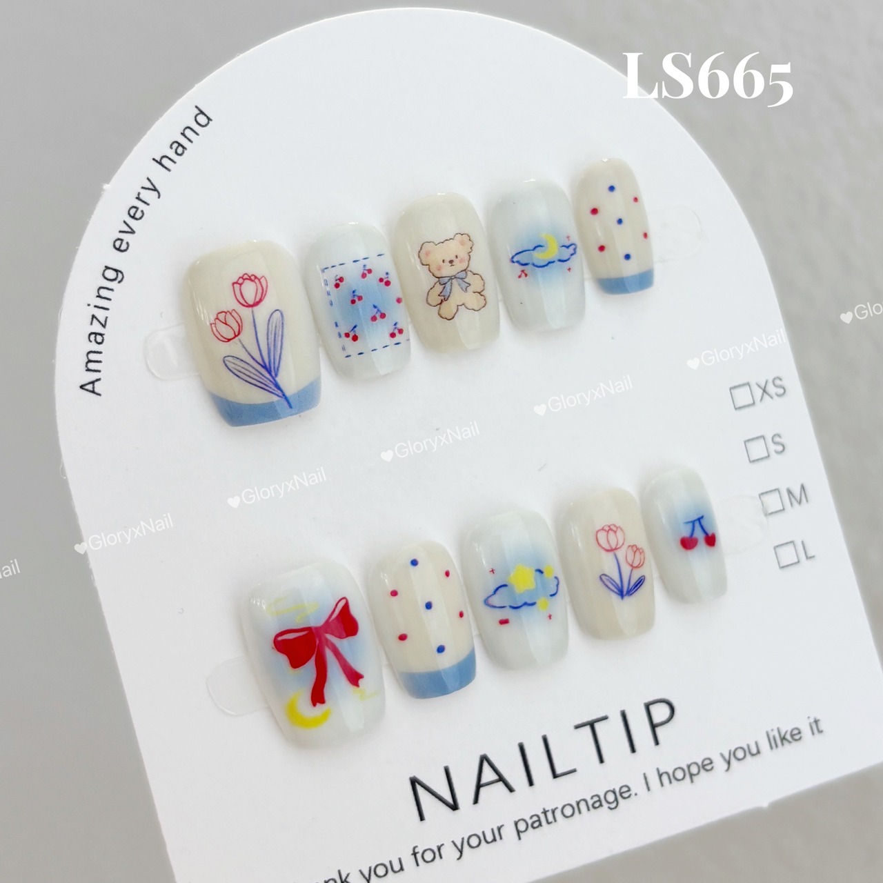 LS665 ネイルチップ サイズXS/S/M