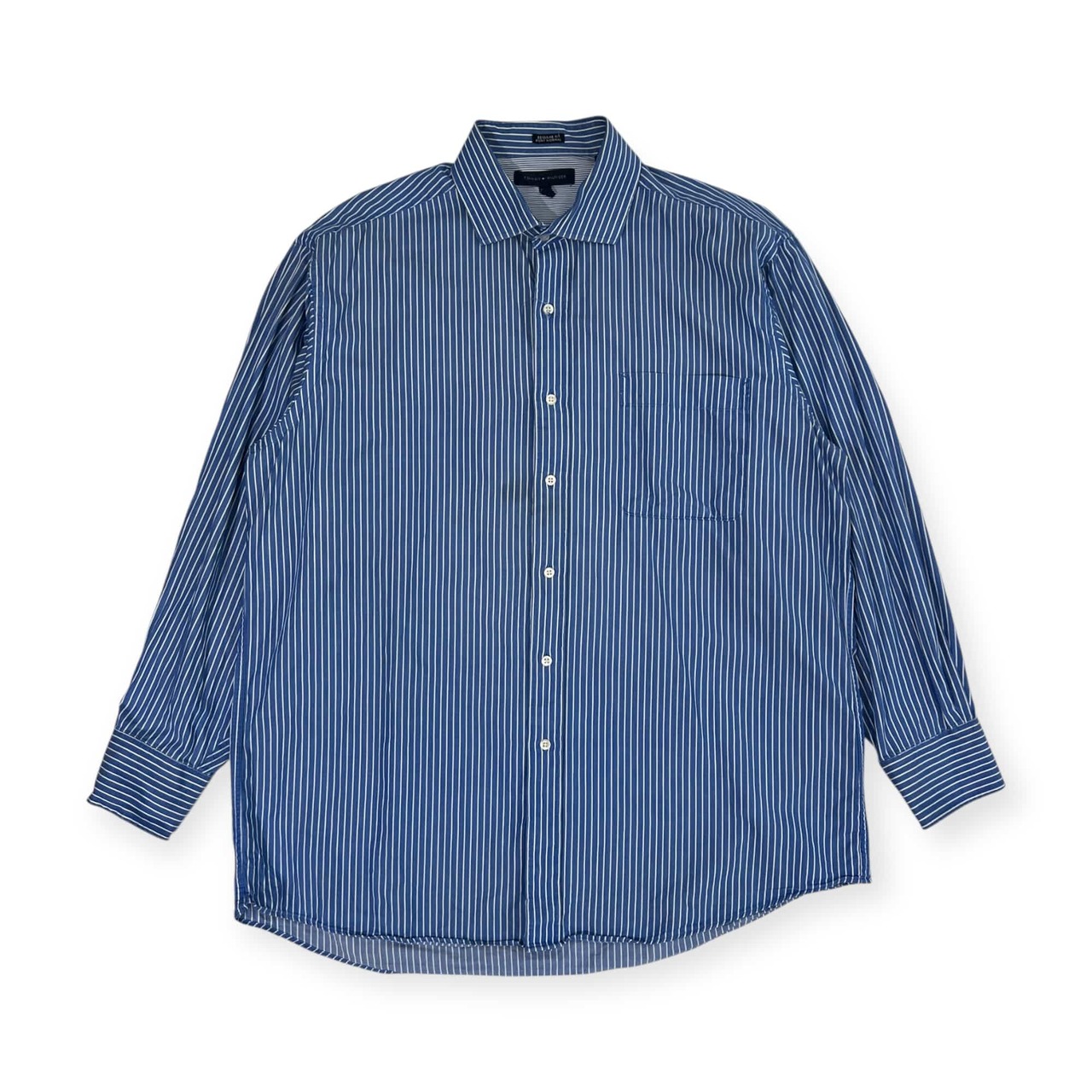 TOMMY HILFIGER トミーフィルフィガー REGULAR FIT PORT NORMAL ストライプ 長袖シャツ ドレスシャツ 16-1/2 32-33/ブルー メンズ
