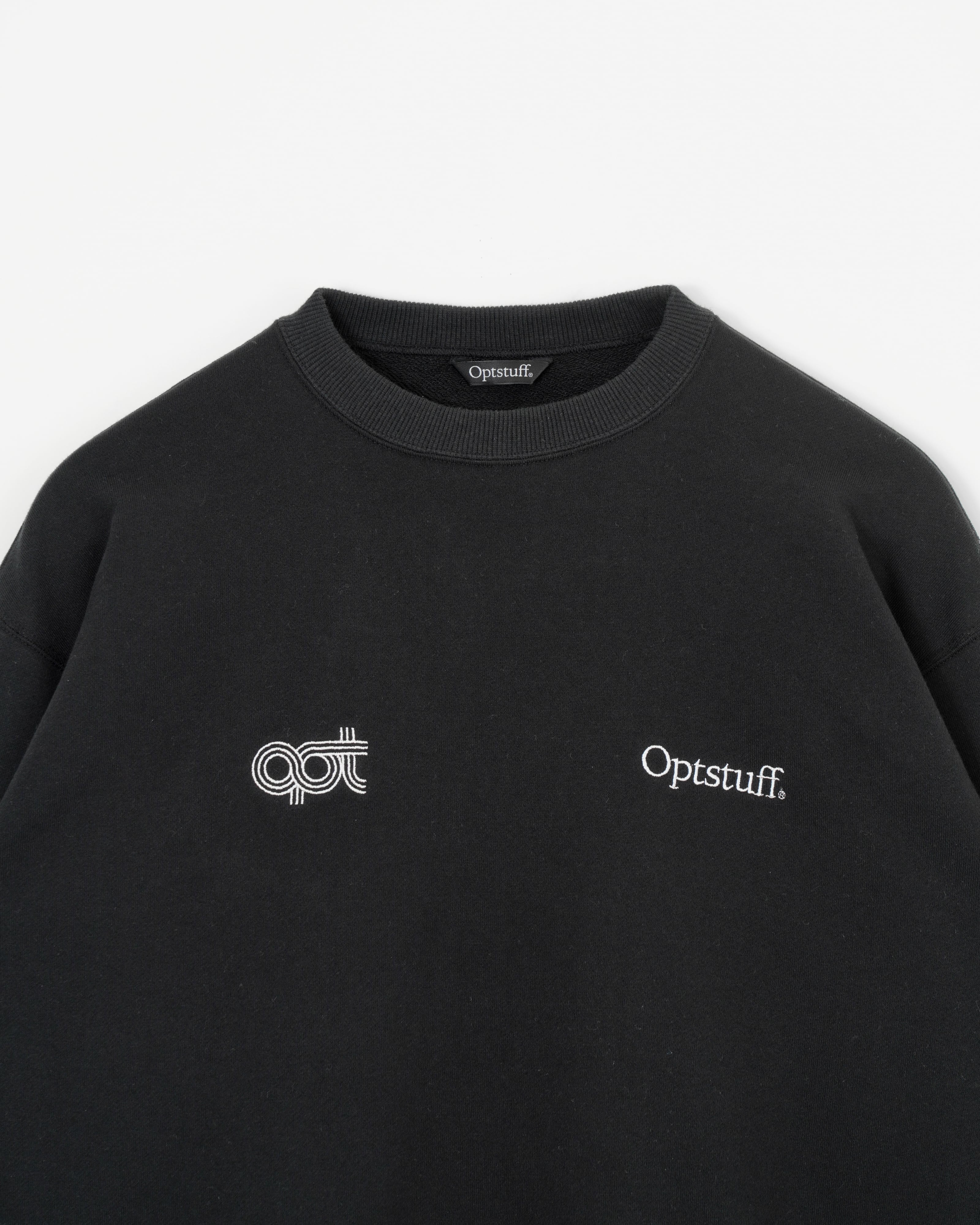 OPTSTUFF] CREWNECK SWEAT SHIRT (BLACK) | OPTSTUFF