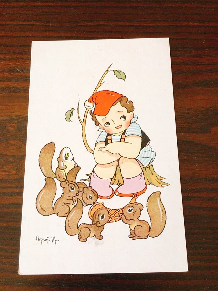 くるくるクルミちゃん 大きめイラスト 絵葉書 昭和レトロ | レトロ雑貨