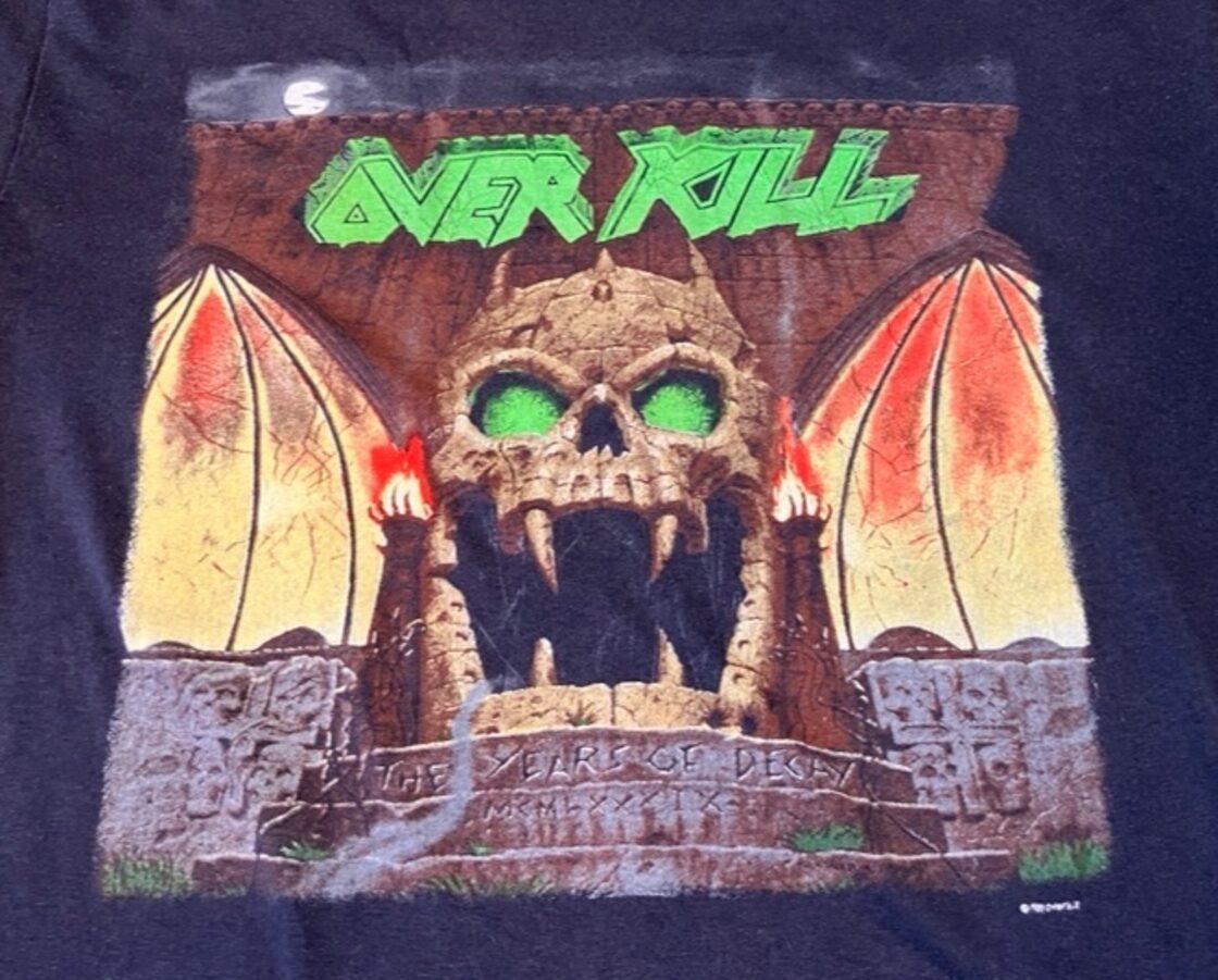 80sビンテージOVERKILLオーヴァーキル シングルステッチTシャツ 