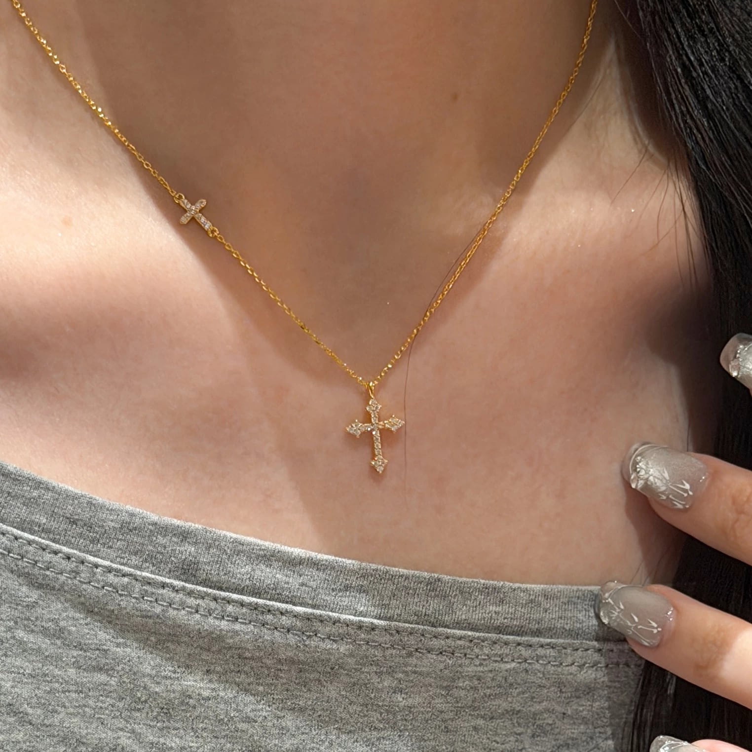 ジルコニアクロスネックレス アクセサリー Glitterジルコニアクロス