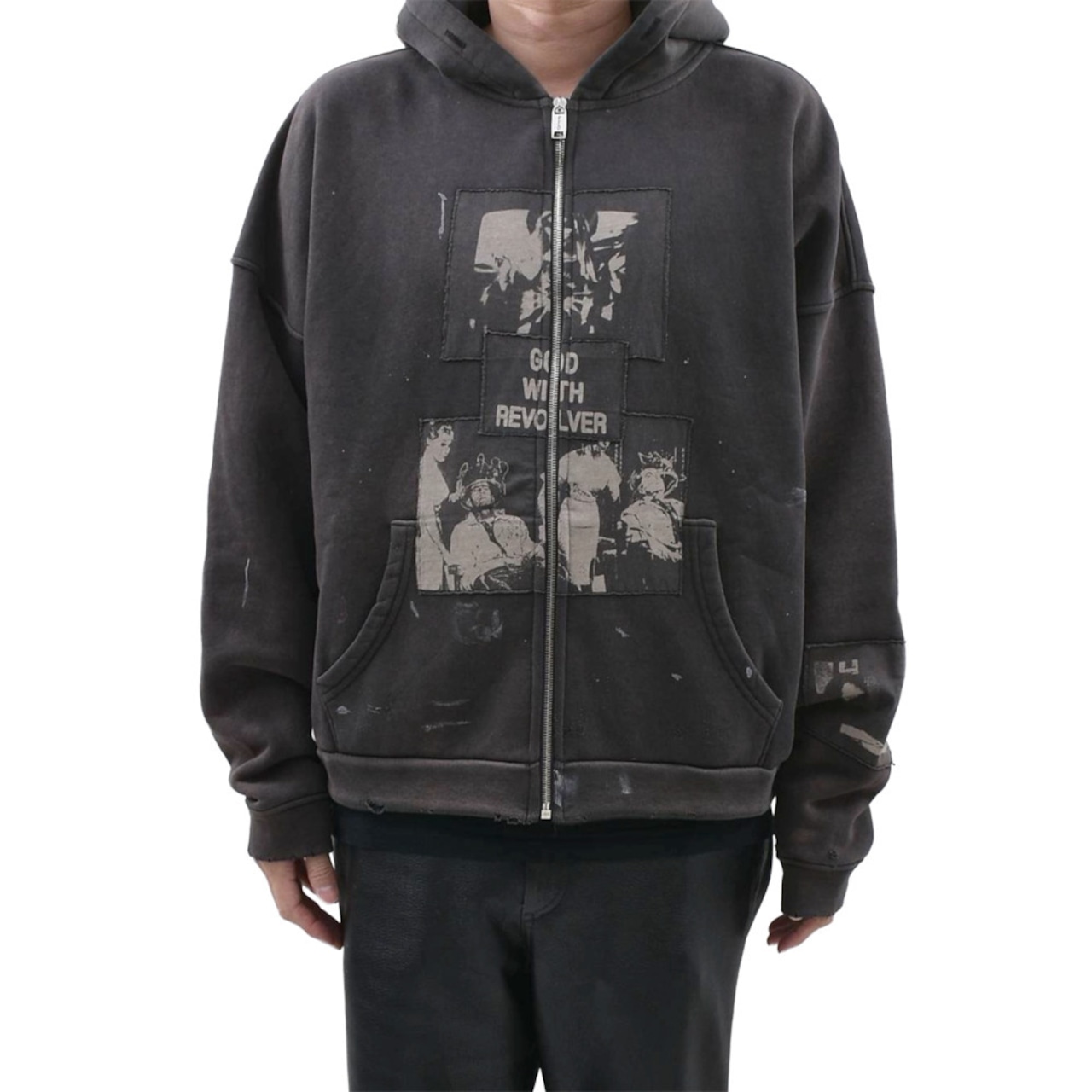 【Enfants Riches Déprimés】 God With Revolver Zip Hoodie Sun Faded B - 1