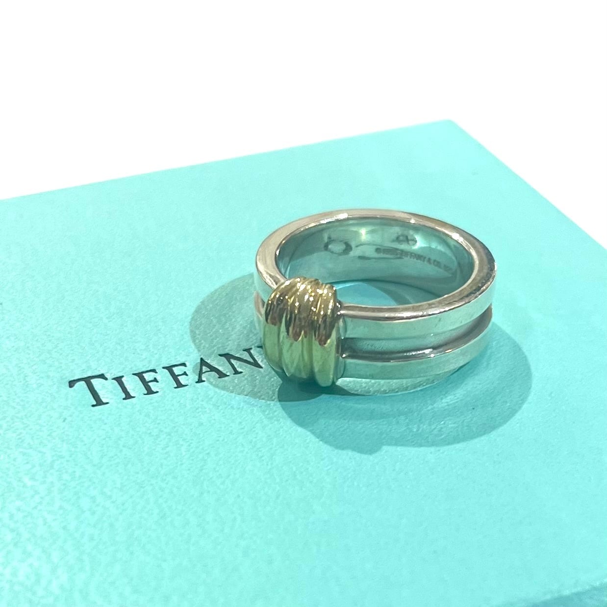 TIFFANY&CO】2201希少サイズ15号18K金 グルーブド ウィズ リング