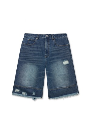 [Matin Kim] DESTROYED BERMUDA DENIM PANTS FOR MEN IN NAVY 正規品 韓国ブランド 韓国通販 韓国代行 韓国ファッション マーティンキム matinkim 日本 店舗