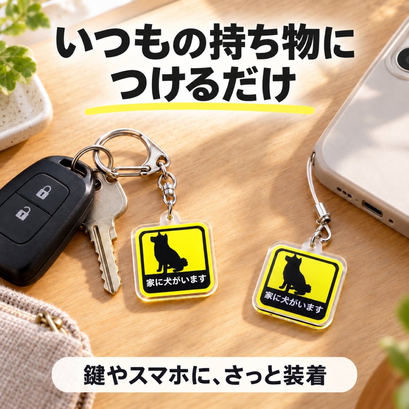 家に犬がいます キーホルダー ストラップ｜アクリルタグ 柴犬 日本製