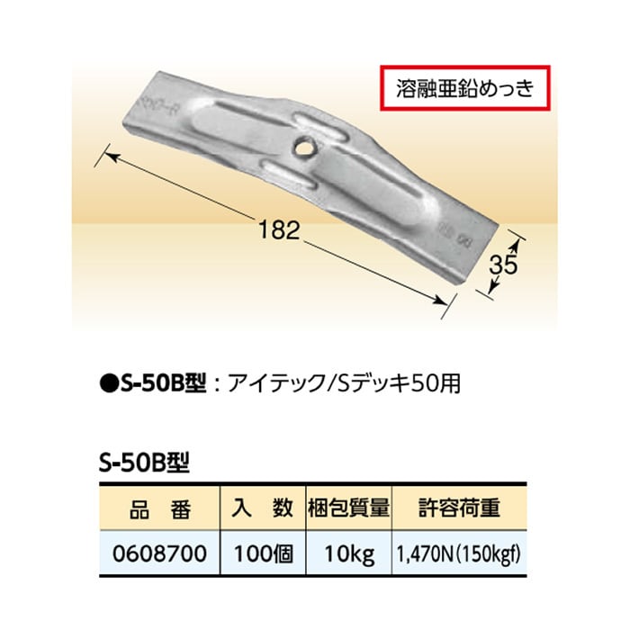 KS 天井吊金具 合成スラブデッキ用 S-50B型 100個 0608700 国元商会
