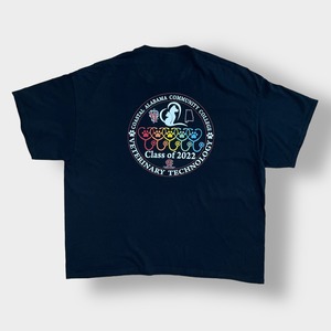 【GILDAN】3XL ビッグサイズ カレッジロゴ プリント Tシャツ COASTAL ALABAMA COMMUNITY COLLEGE ワンポイントロゴ バックプリント 半袖 黒 US古着