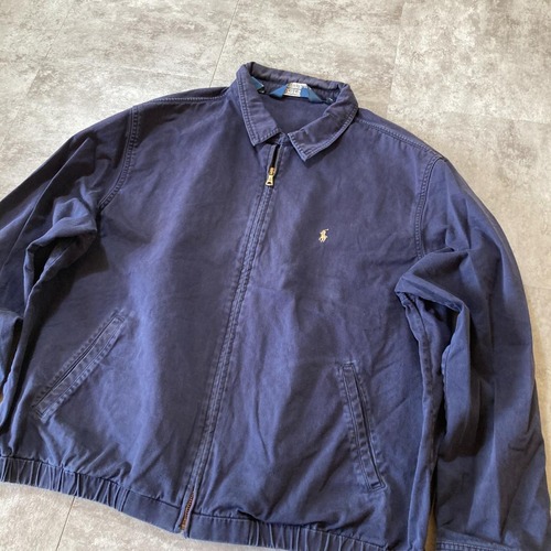 90-00s Polo by Ralph Lauren ネイビー コットンツイル スイングトップ 無地 タイ製 XL jacket 詳細写真3