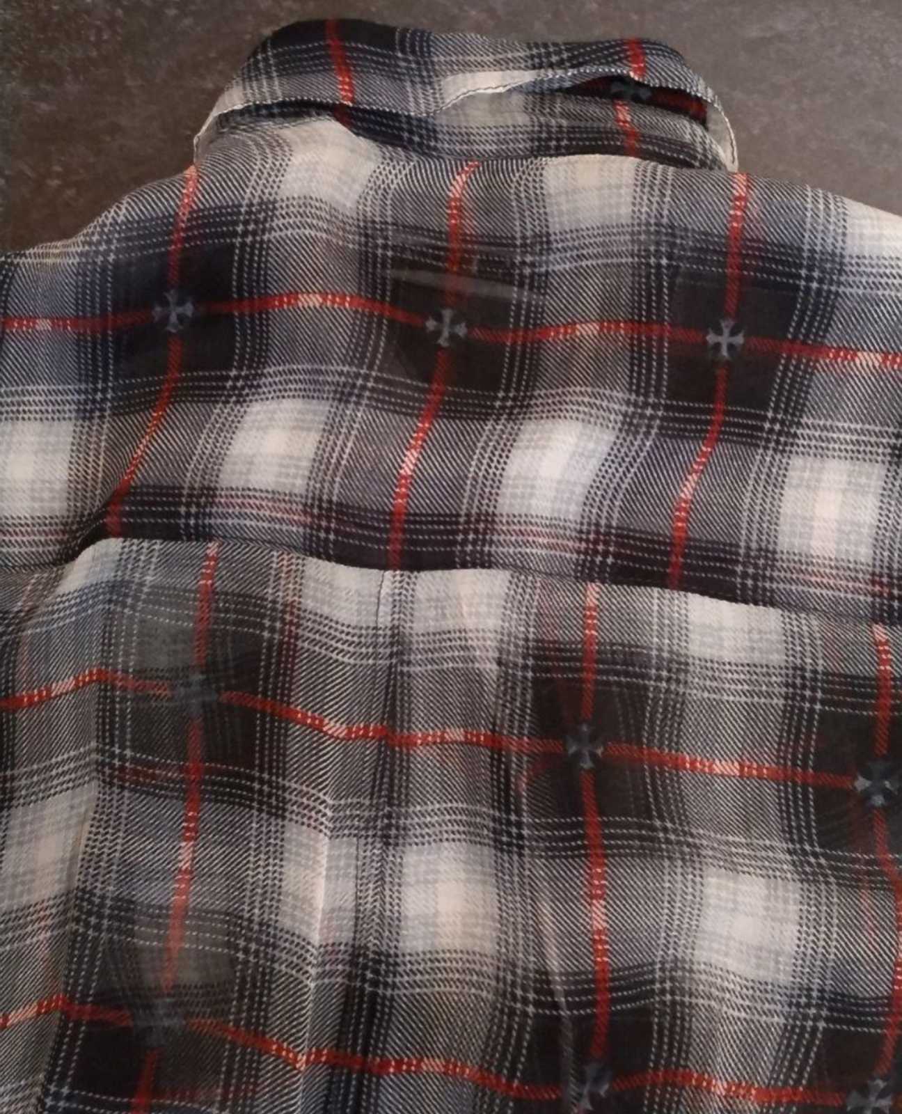CHROME HEARTS クロムハーツ シルク チェックシャツ クロスパッチ BS