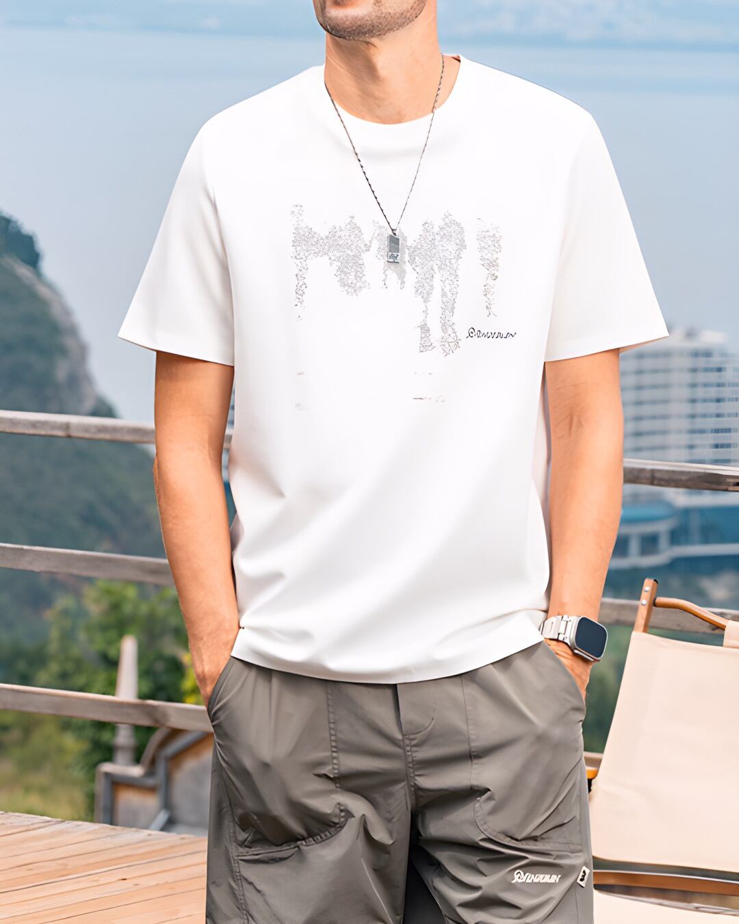 クルーネック 半袖プリントTシャツ E0008