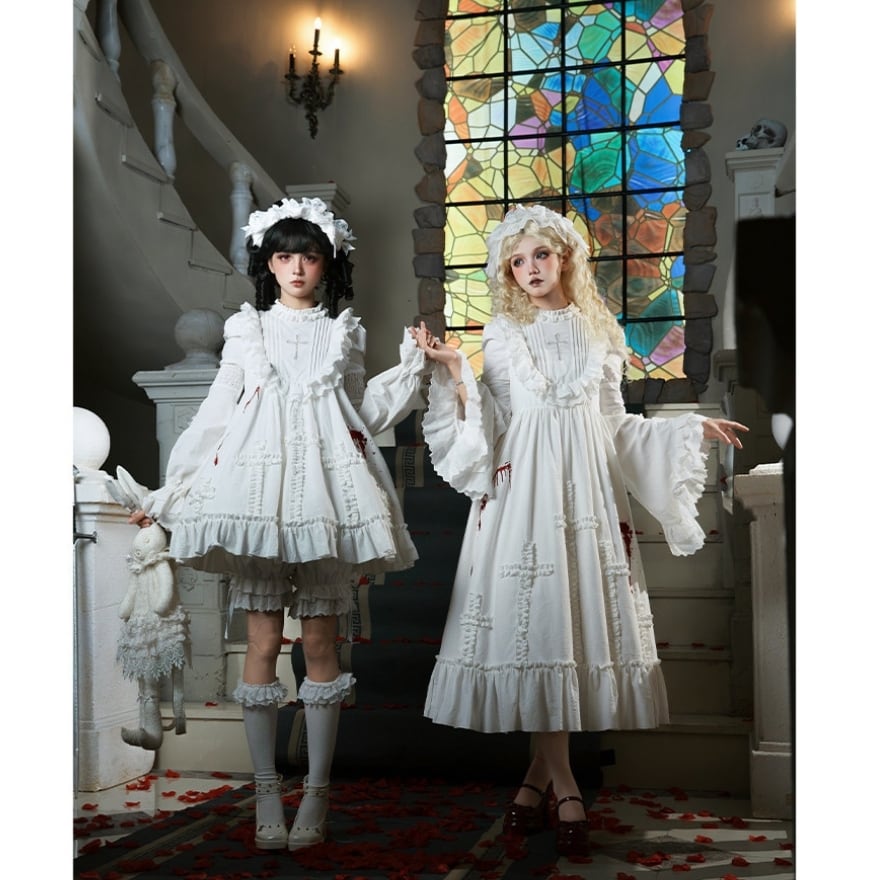 イベント・撮影向け ゴシックロリィタ ミニ丈ワンピース 4点セット