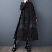ストライプ切替 ロング シャツワンピース  00106