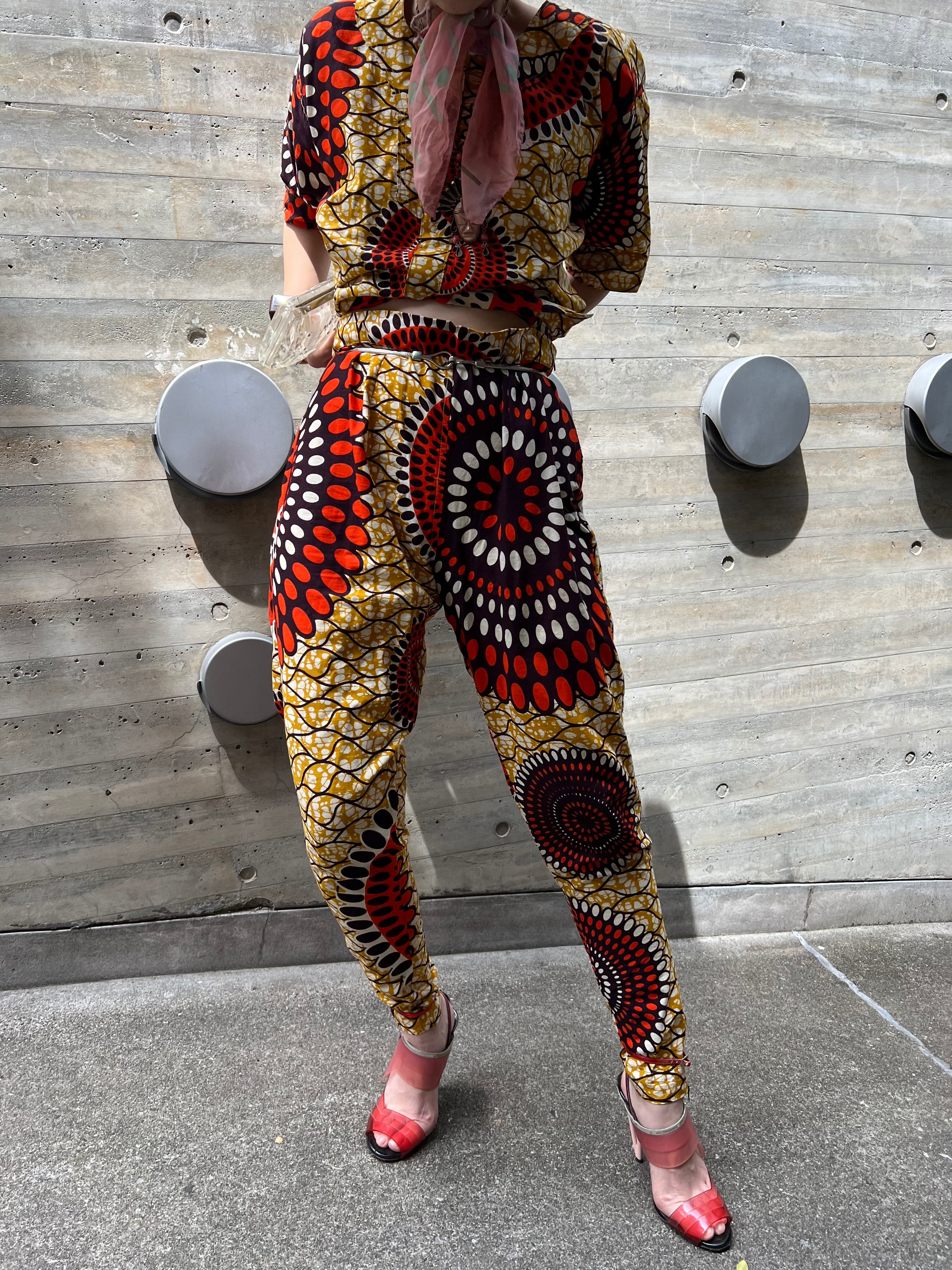 Vintage african batik cotton pants suits ( ヴィンテージ アフリカン