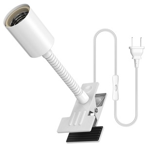 【在庫のみ】Pispoer 電球ソケット E26、クリップライトソケット、植物育成ライトに適しています、スイッチ付き 1.65 メートルのコード、ネックチューブの長さ 13.5 CM (ホワイト)