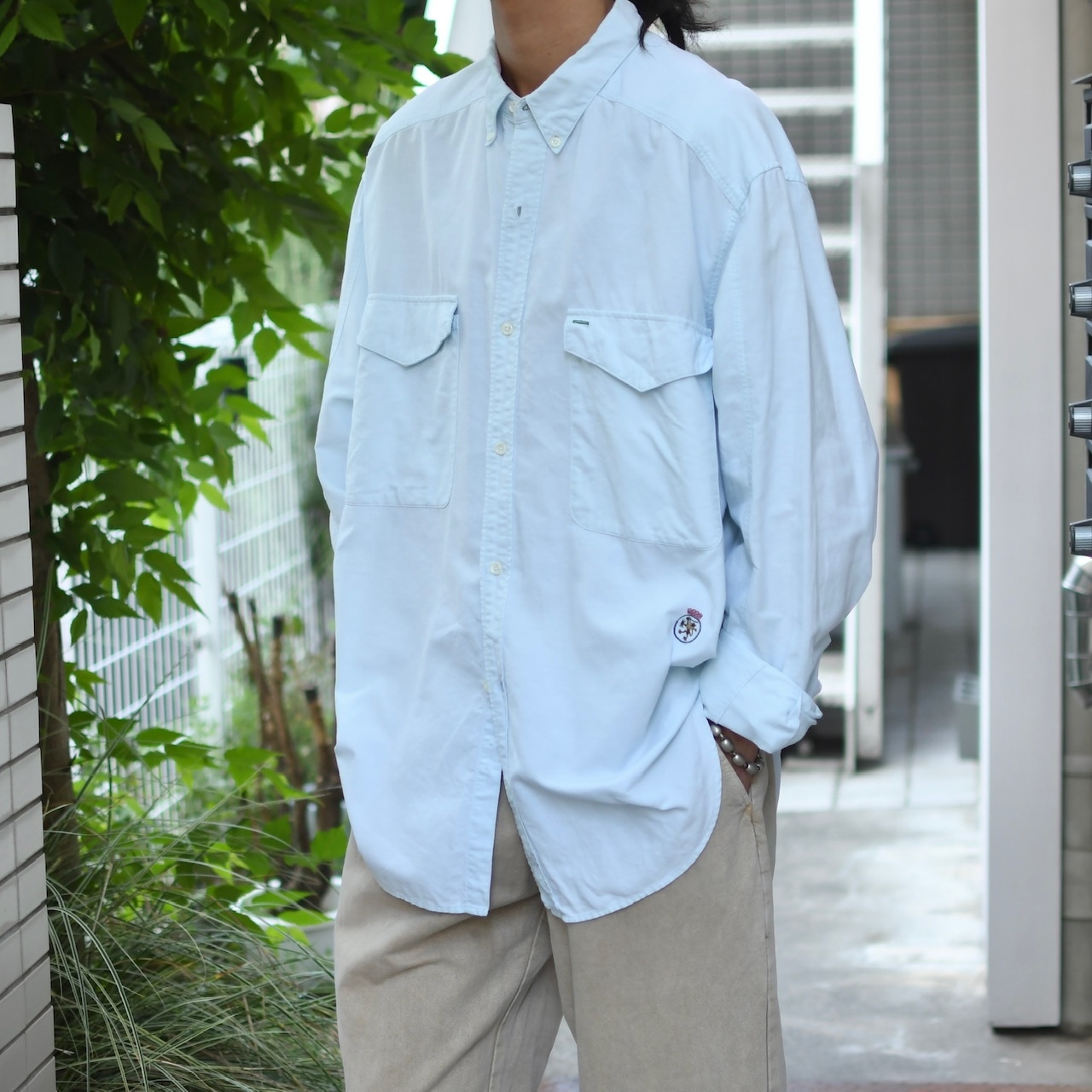 TOMMY HILFIGER 3点留め button down shirt light blue