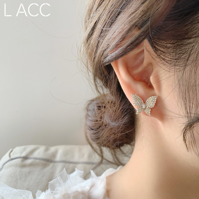 スプリングサマーシルバーイヤリング Butterflyデザイン 春物 夏物 指輪 銀 LACC73892059678