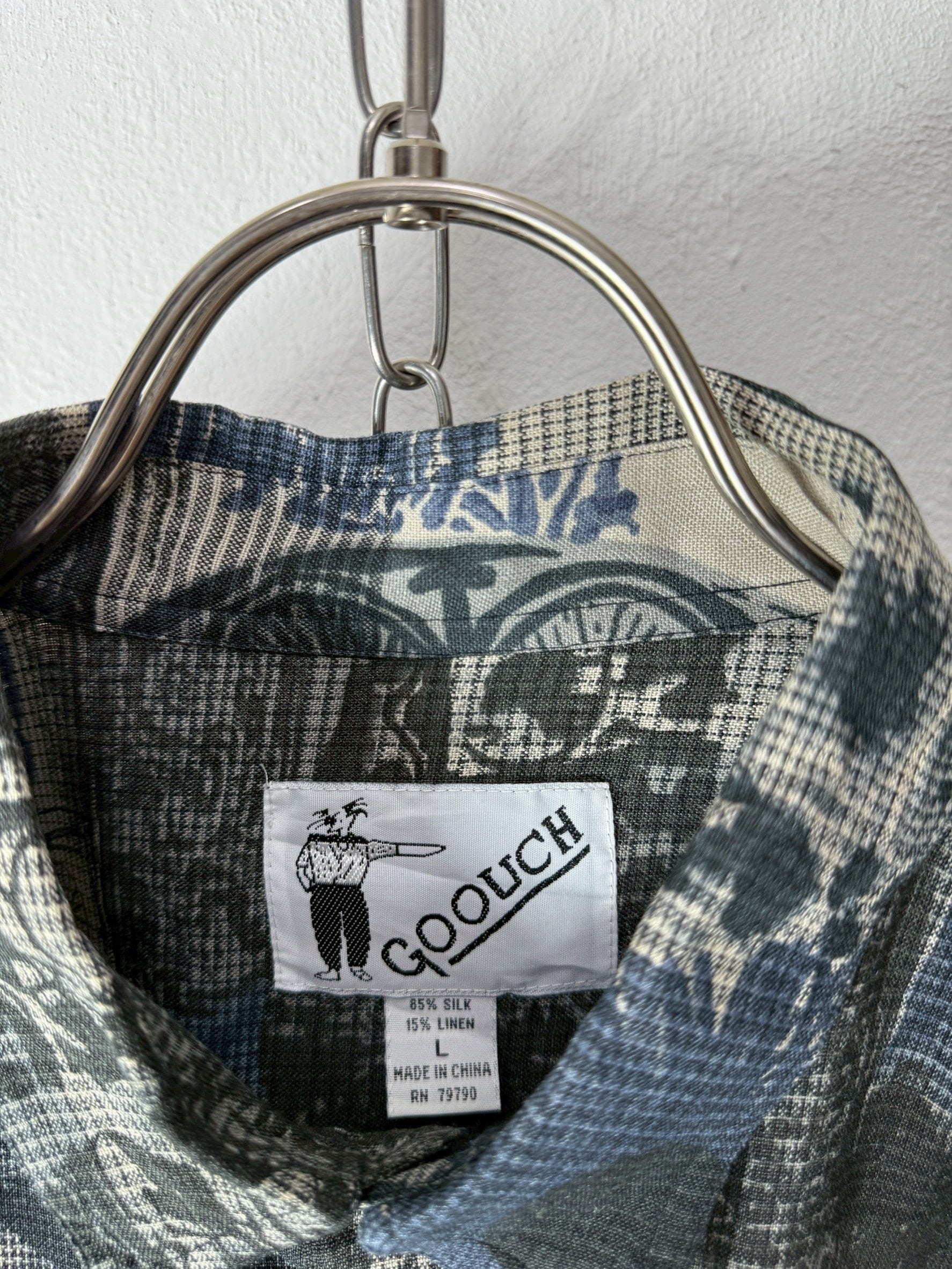 90's “GOOUCH” silk/linen design shirt | SISON