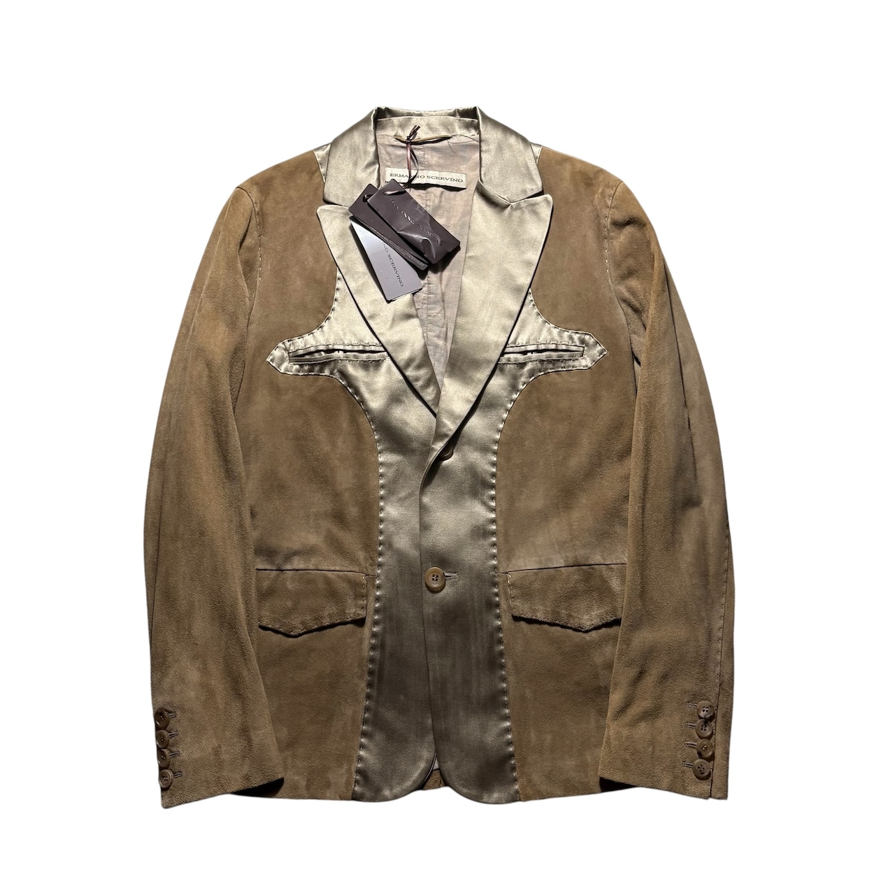 ERMANNO SCERVINO satin switching leather tailored jacket