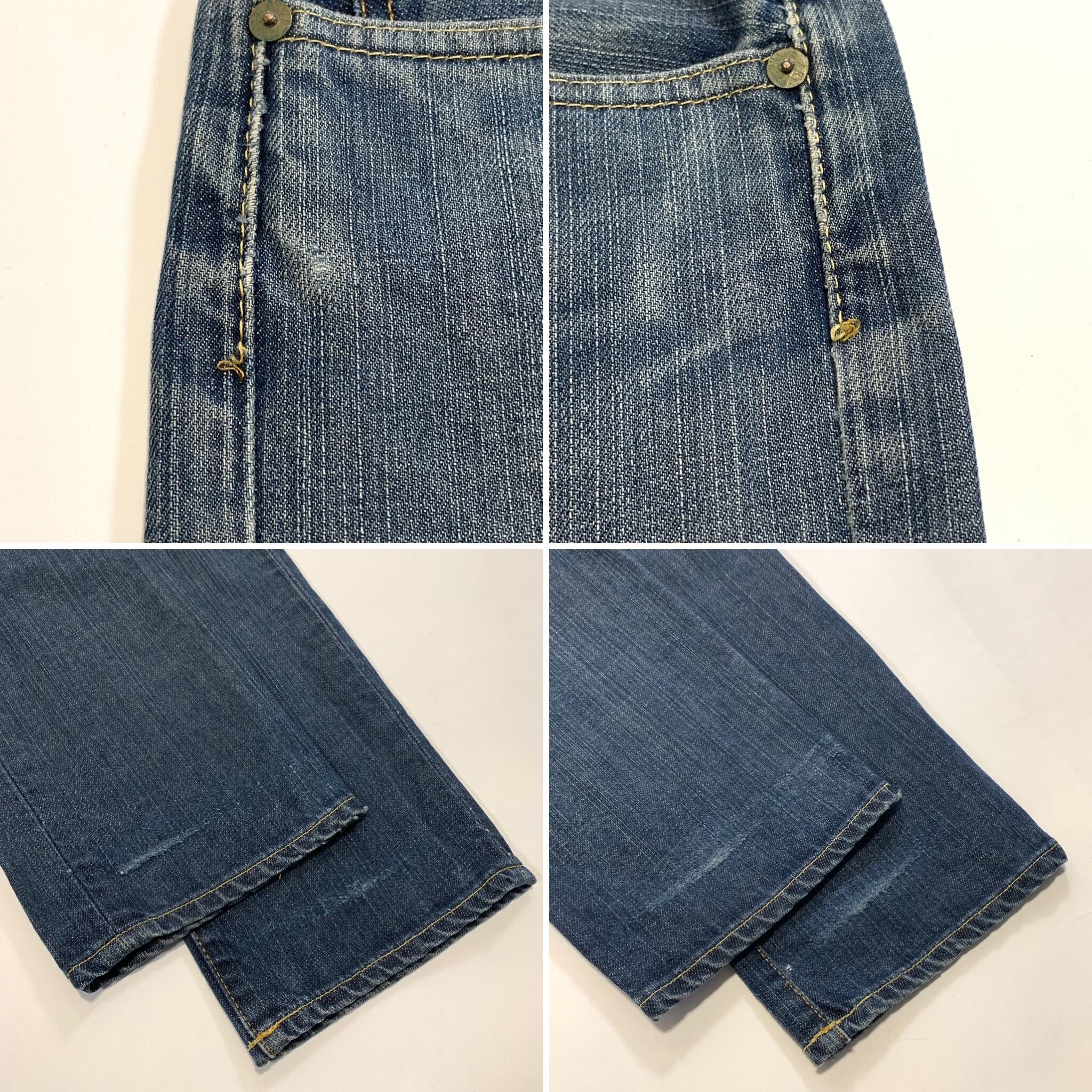 8708 POLO ラルフローレン デニムパンツ ヒゲ 縦落ち 輸入古着 W32
