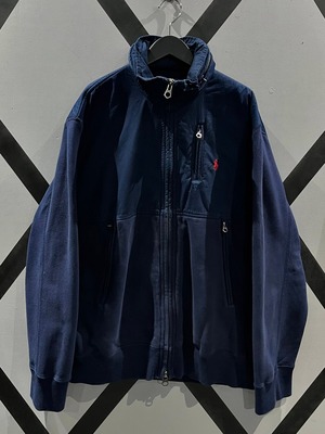 【X VINTAGE】"Polo by Ralph Lauren" Nylon × Sweat Swiching Vintage Loose Zip Up Jacket